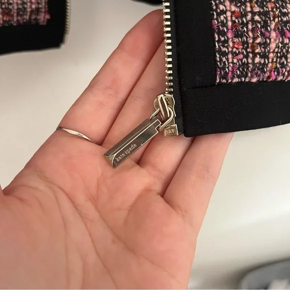 Kate Spade Puff Sleeve Tweed Jacket in Pink Plaid - Picture 8 of 11